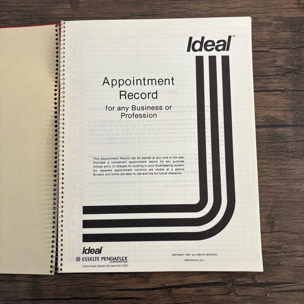 Vintage 1978 Ideal Appointment Record‎ Red Spiral NEW Made in USA Retro Business